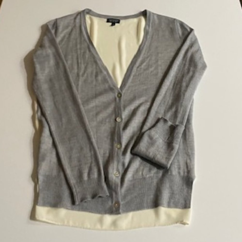 Topshop Mixed Media Long Sleeve Cardigan Womens Size 6